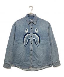 A BATHING APE（アベイシングエイプ）の古着「SHARK LIGHT DENIM L/S SHIRT」｜インディゴ