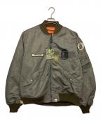 A BATHING APEアベイシングエイプ）の古着「MULTI PATCH BOMBER JACKET」｜オリーブ