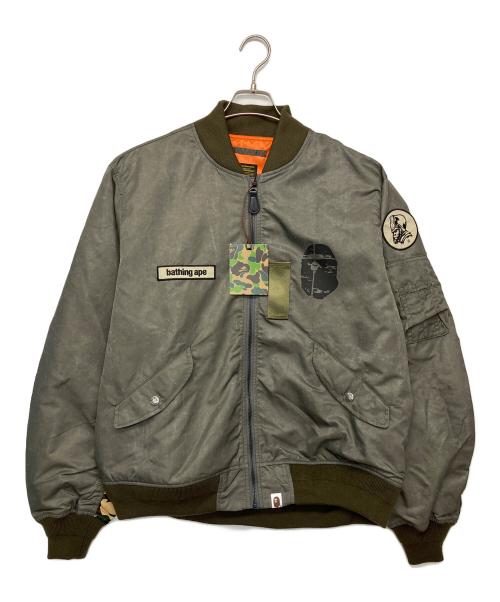 A BATHING APE（アベイシングエイプ）A BATHING APE (アベイシングエイプ) MULTI PATCH BOMBER JACKET オリーブ サイズ:L 未使用品の古着・服飾アイテム