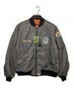 A BATHING APEアベイシングエイプ）の古着「MULTI PATCH BOMBER JACKET」｜ブラック