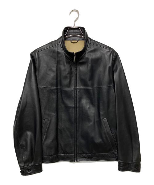 ERMENEGILDO ZEGNA（エルメネジルド・ゼニア）ERMENEGILDO ZEGNA (エルメネジルド・ゼニア) レザージャケット ブラック サイズ:Sの古着・服飾アイテム