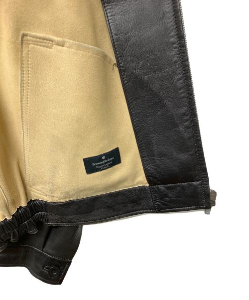 ERMENEGILDO ZEGNA（エルメネジルド・ゼニア）ERMENEGILDO ZEGNA (エルメネジルド・ゼニア) レザージャケット ブラック サイズ:Sの古着・服飾アイテム