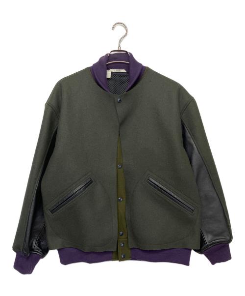 N.HOOLYWOOD（エヌ ハリウッド）N.HOOLYWOOD (エヌ ハリウッド) Layered Award Jacket グレー×パープル サイズ:38の古着・服飾アイテム