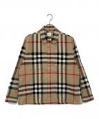 BURBERRYバーバリー）の古着「CHECK BUTTON FRONT SHIRT　オーバーサイズシャツ」｜ベージュ