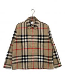 BURBERRY（バーバリー）の古着「CHECK BUTTON FRONT SHIRT　オーバーサイズシャツ」｜ベージュ