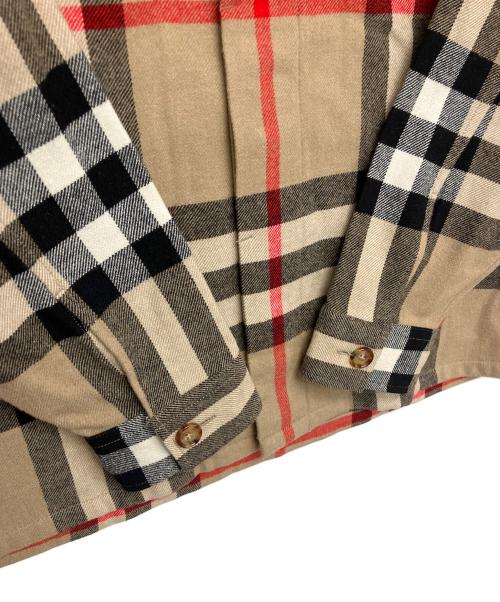BURBERRY（バーバリー）BURBERRY (バーバリー) CHECK BUTTON FRONT SHIRT　オーバーサイズシャツ ベージュ サイズ:XLの古着・服飾アイテム