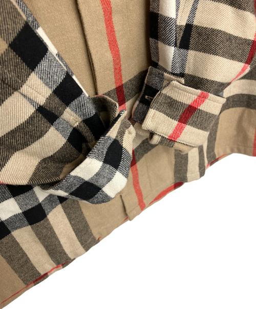 BURBERRY（バーバリー）BURBERRY (バーバリー) CHECK BUTTON FRONT SHIRT　オーバーサイズシャツ ベージュ サイズ:XLの古着・服飾アイテム