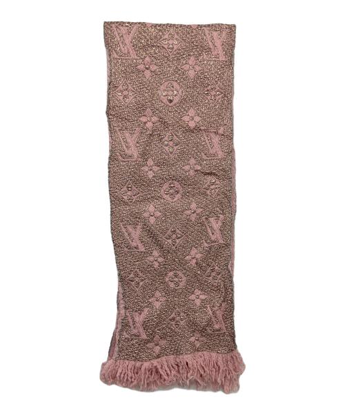 LOUIS VUITTON（ルイ ヴィトン）LOUIS VUITTON (ルイ ヴィトン) ロゴマニアシャイン マフラー ピンクの古着・服飾アイテム