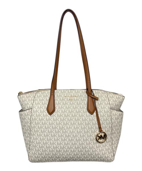 MICHAEL KORS（マイケル・コース）MICHAEL KORS (マイケル・コース) ハンドバッグ ホワイト×ブラウンの古着・服飾アイテム