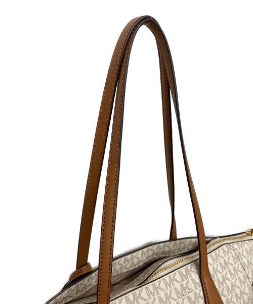 MICHAEL KORS（マイケル・コース）MICHAEL KORS (マイケル・コース) ハンドバッグ ホワイト×ブラウンの古着・服飾アイテム