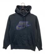 NIKE×SUPREMEナイキ×シュプリーム）の古着「Leather Applique Hooded Sweatshirt 19AW」｜ブラック
