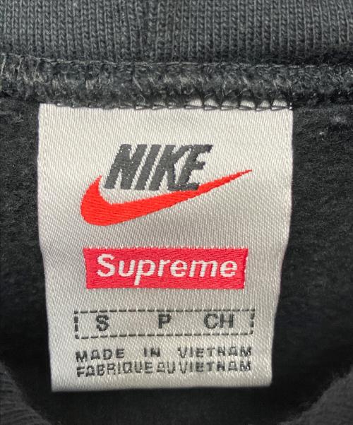 NIKE（ナイキ）NIKE (ナイキ) SUPREME (シュプリーム) Leather Applique Hooded Sweatshirt 19AW ブラック サイズ:Sの古着・服飾アイテム