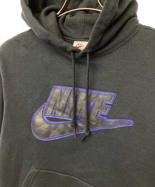 NIKE（ナイキ）NIKE (ナイキ) SUPREME (シュプリーム) Leather Applique Hooded Sweatshirt 19AW ブラック サイズ:Sの古着・服飾アイテム