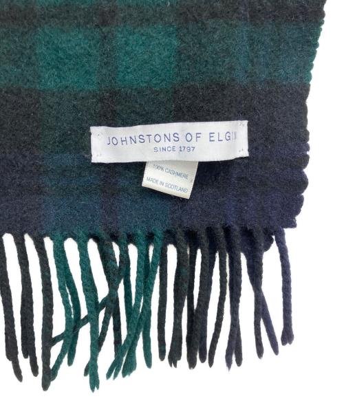 JOHNSTONS OF ELGIN（ジョンストンズ オブ エルガン）JOHNSTONS OF ELGIN (ジョンストンズ オブ エルガン) マフラー グリーン×ネイビーの古着・服飾アイテム