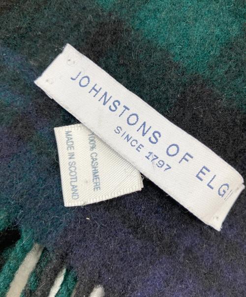 JOHNSTONS OF ELGIN（ジョンストンズ オブ エルガン）JOHNSTONS OF ELGIN (ジョンストンズ オブ エルガン) マフラー グリーン×ネイビーの古着・服飾アイテム