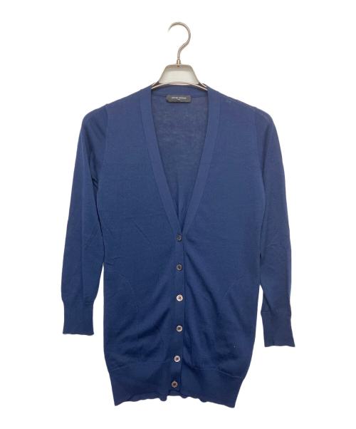 UNITED ARROWS（ユナイテッドアローズ）UNITED ARROWS (ユナイテッドアローズ) シルクリブVネックカーディガン ネイビー サイズ:Freeの古着・服飾アイテム