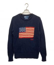 POLO RALPH LAUREN（ポロ・ラルフローレン）の古着「星条旗ニット」｜ネイビー