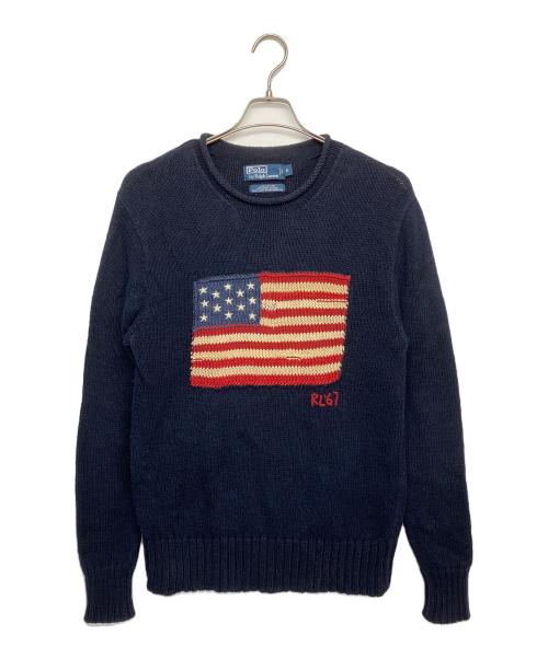 POLO RALPH LAUREN（ポロ・ラルフローレン）POLO RALPH LAUREN (ポロ・ラルフローレン) 星条旗ニット ネイビー サイズ:Sの古着・服飾アイテム