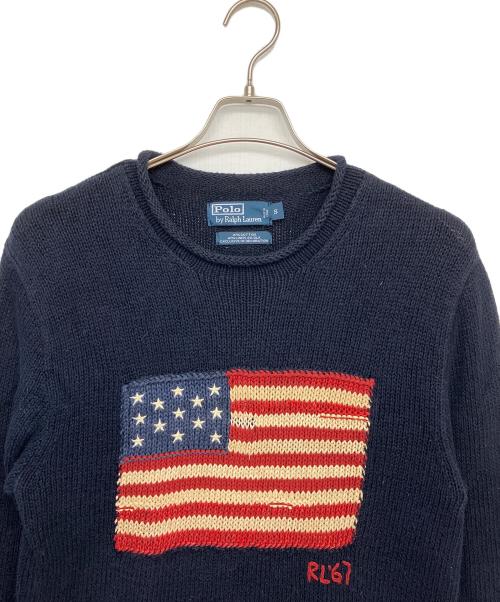 POLO RALPH LAUREN（ポロ・ラルフローレン）POLO RALPH LAUREN (ポロ・ラルフローレン) 星条旗ニット ネイビー サイズ:Sの古着・服飾アイテム