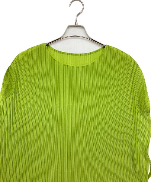 PLEATS PLEASE（プリーツプリーズ）PLEATS PLEASE (プリーツプリーズ) ノースリーブ・キャミソールワンピース 黄緑 サイズ:3の古着・服飾アイテム