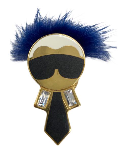 FENDI（フェンディ）FENDI (フェンディ) カールラガーフェルド メタル ミンク ゴールド カフス サイズ:表記なしの古着・服飾アイテム
