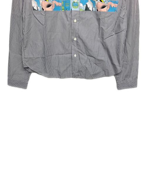 PRADA（プラダ）PRADA (プラダ) 2018SS COMIC STRIPE L/S SHIRT　長袖シャツ ネイビー×レッド サイズ:Lの古着・服飾アイテム