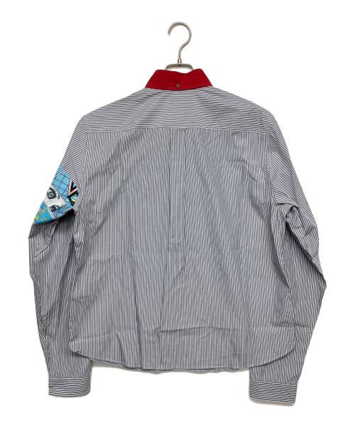 PRADA（プラダ）PRADA (プラダ) 2018SS COMIC STRIPE L/S SHIRT　長袖シャツ ネイビー×レッド サイズ:Lの古着・服飾アイテム