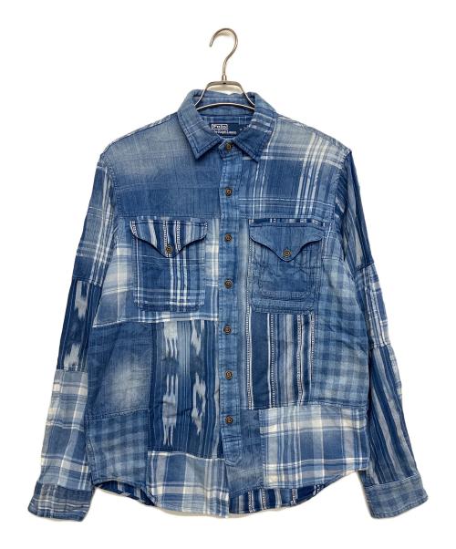 POLO RALPH LAUREN（ポロ・ラルフローレン）POLO RALPH LAUREN (ポロ・ラルフローレン) パッチワークデニムシャツ ネイビー サイズ:Mの古着・服飾アイテム