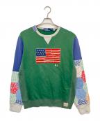 POLO RALPH LAURENポロ・ラルフローレン）の古着「星条旗パッチワークスウェット」｜グリーン