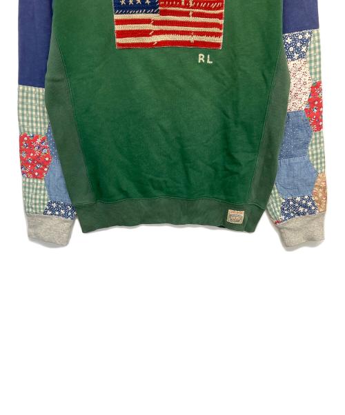 POLO RALPH LAUREN（ポロ・ラルフローレン）POLO RALPH LAUREN (ポロ・ラルフローレン) 星条旗パッチワークスウェット グリーン サイズ:Mの古着・服飾アイテム