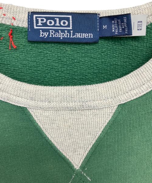 POLO RALPH LAUREN（ポロ・ラルフローレン）POLO RALPH LAUREN (ポロ・ラルフローレン) 星条旗パッチワークスウェット グリーン サイズ:Mの古着・服飾アイテム