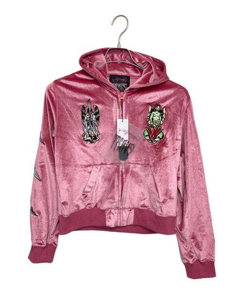 TRAVS（トラビス）TRAVS (トラビス) Ed Hardy (エド ハーディー) ベロアセットアップ ピンク サイズ:Lの古着・服飾アイテム