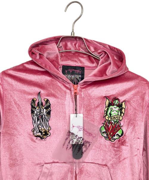 TRAVS（トラビス）TRAVS (トラビス) Ed Hardy (エド ハーディー) ベロアセットアップ ピンク サイズ:Lの古着・服飾アイテム
