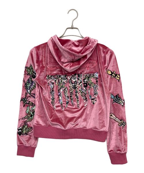 TRAVS（トラビス）TRAVS (トラビス) Ed Hardy (エド ハーディー) ベロアセットアップ ピンク サイズ:Lの古着・服飾アイテム