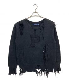 POLO RALPH LAUREN（ポロ・ラルフローレン）の古着「Pロゴダメージニット」｜ブラック