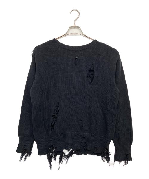 POLO RALPH LAUREN（ポロ・ラルフローレン）POLO RALPH LAUREN (ポロ・ラルフローレン) Pロゴダメージニット ブラック サイズ:Mの古着・服飾アイテム