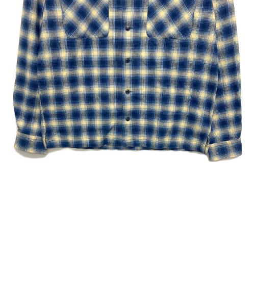 RRL（ダブルアールエル）RRL (ダブルアールエル) オンブレチェック　オープンカラーシャツ ブルー×ホワイト サイズ:Lの古着・服飾アイテム