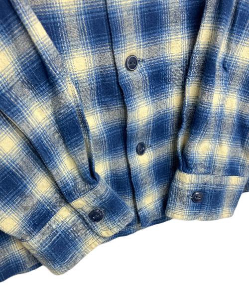 RRL（ダブルアールエル）RRL (ダブルアールエル) オンブレチェック　オープンカラーシャツ ブルー×ホワイト サイズ:Lの古着・服飾アイテム