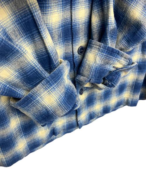 RRL（ダブルアールエル）RRL (ダブルアールエル) オンブレチェック　オープンカラーシャツ ブルー×ホワイト サイズ:Lの古着・服飾アイテム