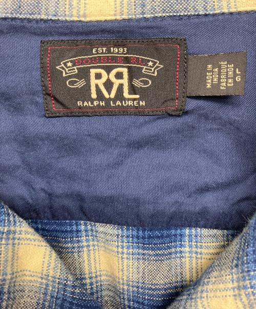RRL（ダブルアールエル）RRL (ダブルアールエル) オンブレチェック　オープンカラーシャツ ブルー×ホワイト サイズ:Lの古着・服飾アイテム
