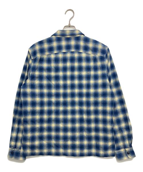 RRL（ダブルアールエル）RRL (ダブルアールエル) オンブレチェック　オープンカラーシャツ ブルー×ホワイト サイズ:Lの古着・服飾アイテム