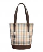 BURBERRYバーバリー）の古着「ハンドバッグ」｜ベージュ×レッド