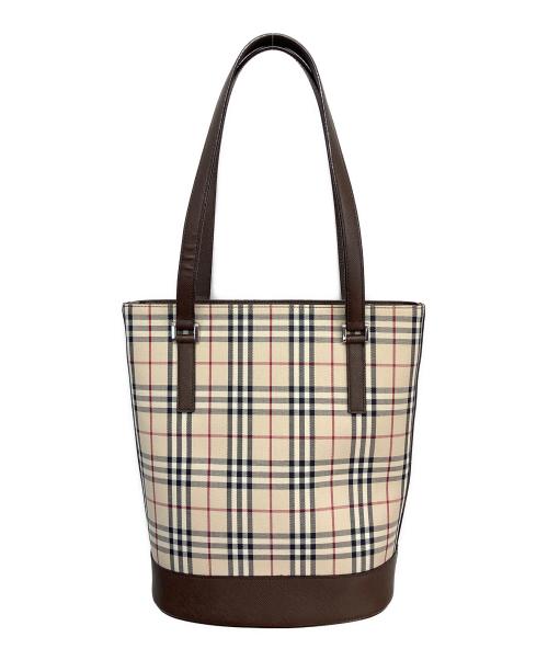 BURBERRY（バーバリー）BURBERRY (バーバリー) ハンドバッグ ベージュ×レッドの古着・服飾アイテム