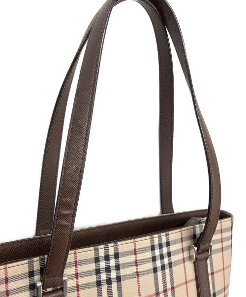 BURBERRY（バーバリー）BURBERRY (バーバリー) ハンドバッグ ベージュ×レッドの古着・服飾アイテム