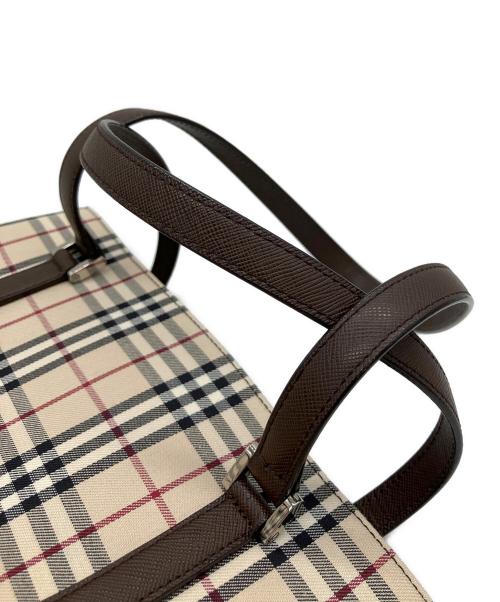 BURBERRY（バーバリー）BURBERRY (バーバリー) ハンドバッグ ベージュ×レッドの古着・服飾アイテム
