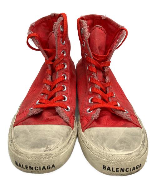 BALENCIAGA（バレンシアガ）BALENCIAGA (バレンシアガ) ダメージ加工ハイカットスニーカー レッド サイズ:27.5㎝の古着・服飾アイテム