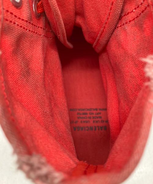 BALENCIAGA（バレンシアガ）BALENCIAGA (バレンシアガ) ダメージ加工ハイカットスニーカー レッド サイズ:27.5㎝の古着・服飾アイテム