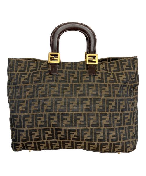 FENDI（フェンディ）FENDI (フェンディ) ズッカ トートバッグ ブラック×ベージュの古着・服飾アイテム