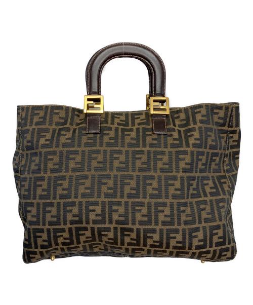FENDI（フェンディ）FENDI (フェンディ) ズッカ トートバッグ ブラック×ベージュの古着・服飾アイテム