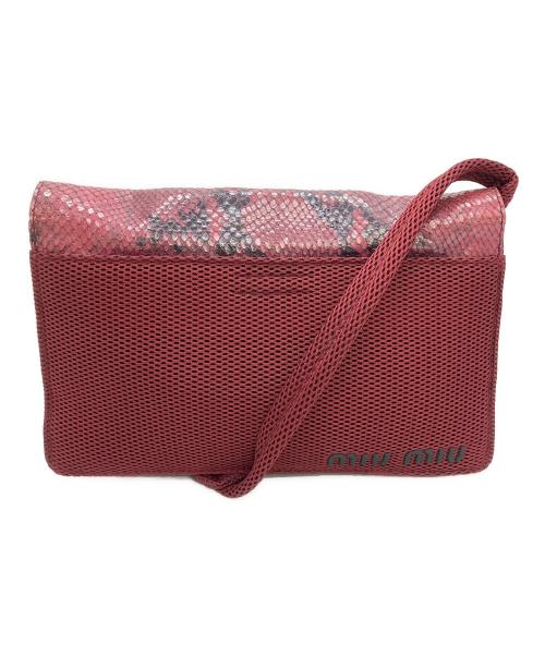 MIU MIU（ミュウミュウ）MIU MIU (ミュウミュウ) CROSS BODY PYTHON BAG 1999 FW レッドの古着・服飾アイテム